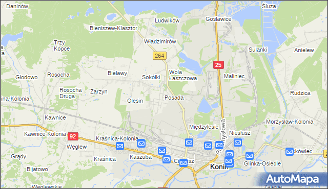 mapa Posada gmina Kazimierz Biskupi, Posada gmina Kazimierz Biskupi na mapie Targeo
