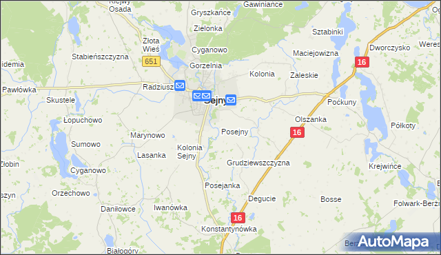 mapa Posejny, Posejny na mapie Targeo