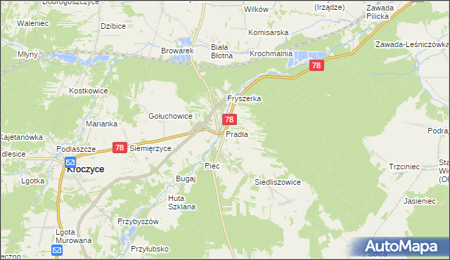 mapa Pradła, Pradła na mapie Targeo