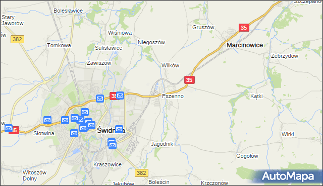 mapa Pszenno, Pszenno na mapie Targeo