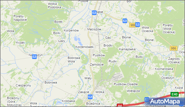 mapa Pustków gmina Dębica, Pustków gmina Dębica na mapie Targeo