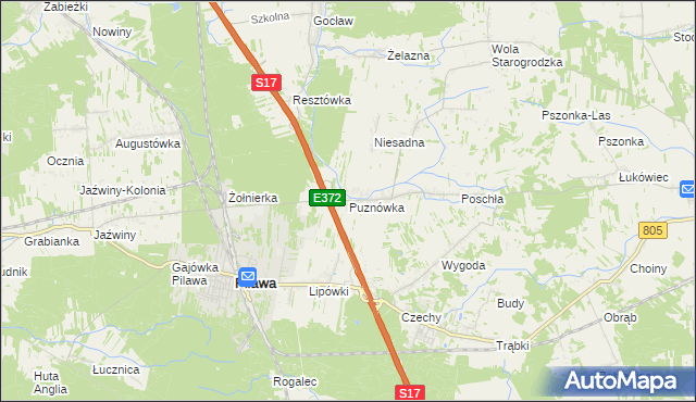 mapa Puznówka, Puznówka na mapie Targeo