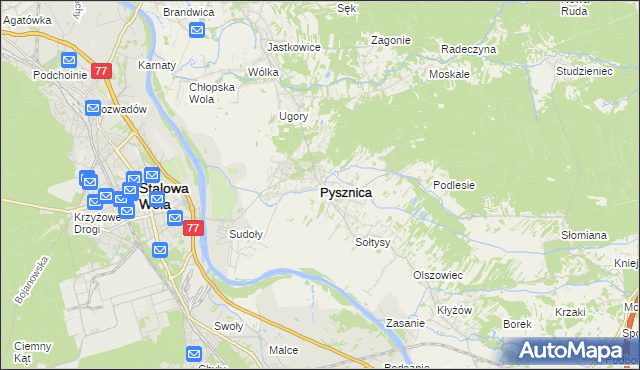 mapa Pysznica, Pysznica na mapie Targeo