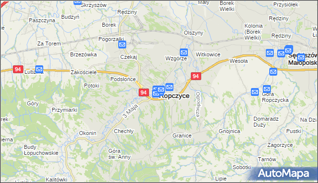 mapa Ropczyce, Ropczyce na mapie Targeo