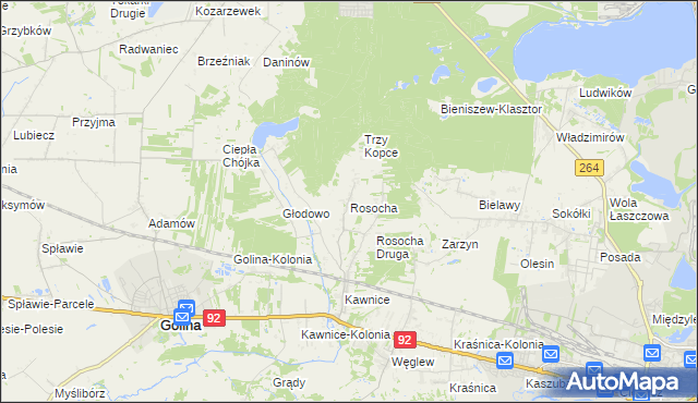 mapa Rosocha gmina Golina, Rosocha gmina Golina na mapie Targeo