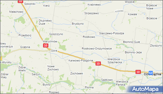 mapa Rostkowo-Orszymowice, Rostkowo-Orszymowice na mapie Targeo