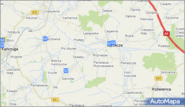 mapa Rożniatów gmina Zarzecze, Rożniatów gmina Zarzecze na mapie Targeo
