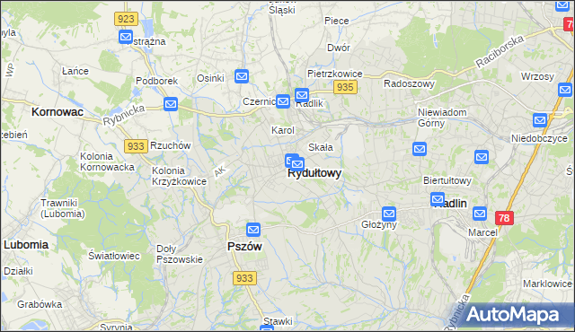 mapa Rydułtowy, Rydułtowy na mapie Targeo