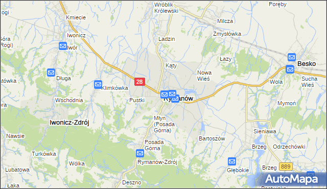 mapa Rymanów, Rymanów na mapie Targeo