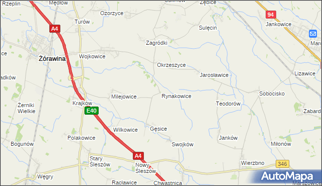 mapa Rynakowice, Rynakowice na mapie Targeo