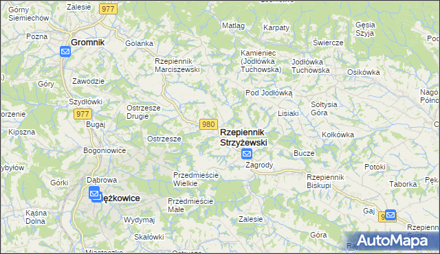 mapa Rzepiennik Strzyżewski, Rzepiennik Strzyżewski na mapie Targeo