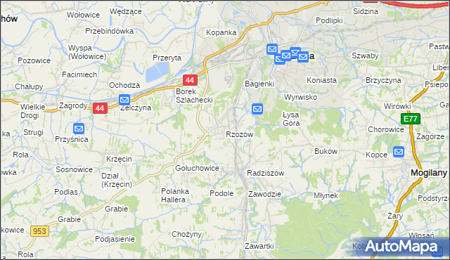 mapa Rzozów, Rzozów na mapie Targeo