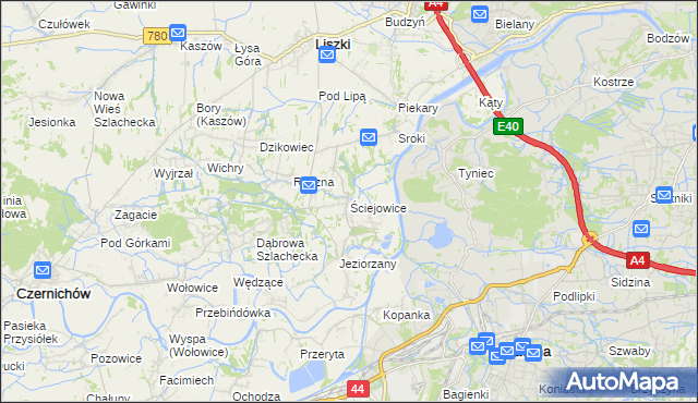 mapa Ściejowice, Ściejowice na mapie Targeo