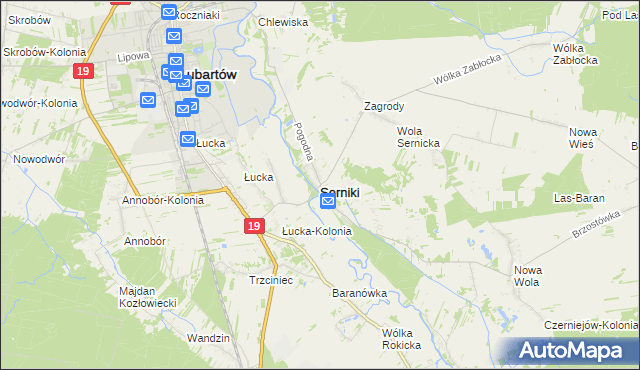 mapa Serniki, Serniki na mapie Targeo