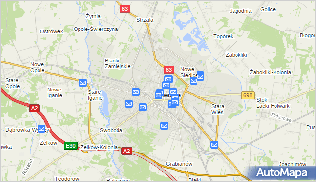 mapa Siedlce, Siedlce na mapie Targeo