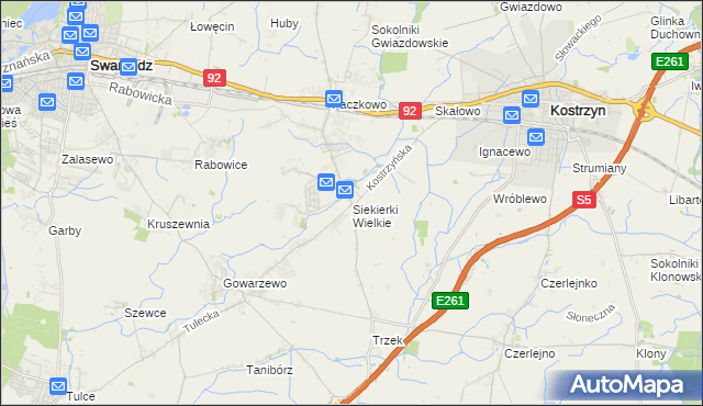 mapa Siekierki Wielkie, Siekierki Wielkie na mapie Targeo