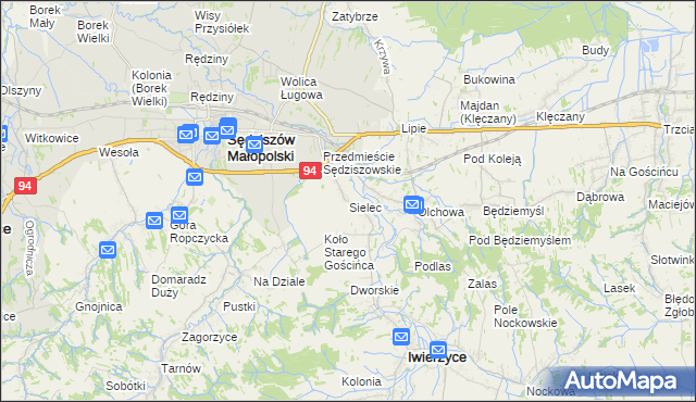mapa Sielec gmina Iwierzyce, Sielec gmina Iwierzyce na mapie Targeo