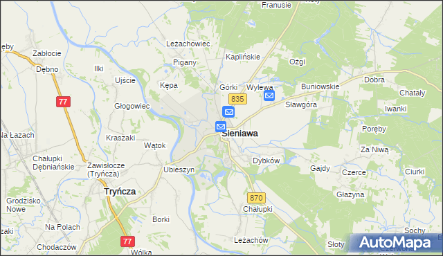 mapa Sieniawa powiat przeworski, Sieniawa powiat przeworski na mapie Targeo