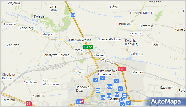 mapa Sitaniec, Sitaniec na mapie Targeo