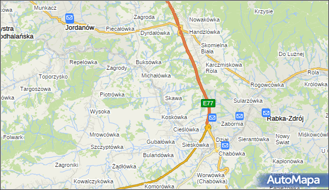 mapa Skawa, Skawa na mapie Targeo