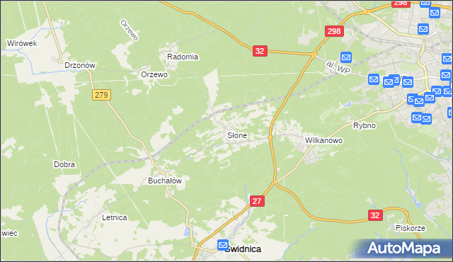 mapa Słone gmina Świdnica, Słone gmina Świdnica na mapie Targeo