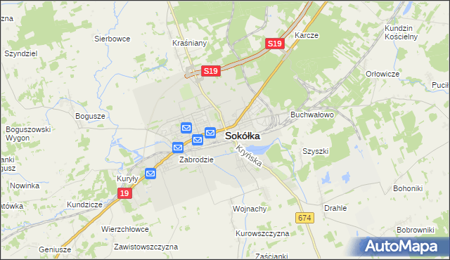 mapa Sokółka, Sokółka na mapie Targeo