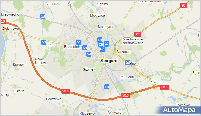 mapa Stargard, Stargard na mapie Targeo