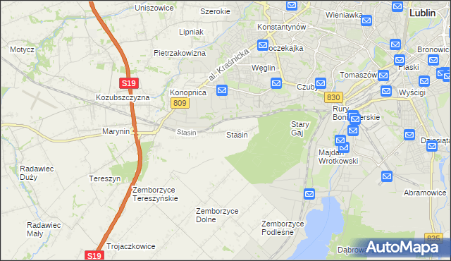 mapa Stasin gmina Konopnica, Stasin gmina Konopnica na mapie Targeo