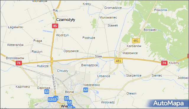 mapa Staw gmina Czarnożyły, Staw gmina Czarnożyły na mapie Targeo