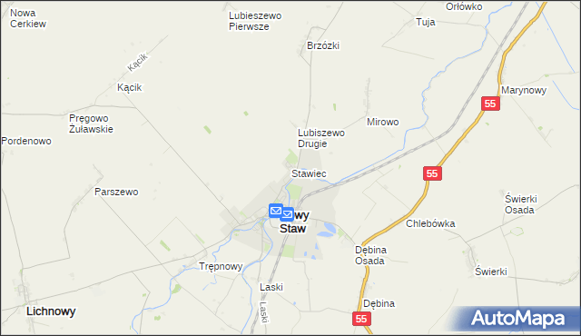 mapa Stawiec gmina Nowy Staw, Stawiec gmina Nowy Staw na mapie Targeo