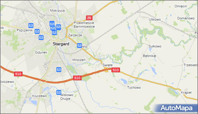 mapa Strachocin gmina Stargard, Strachocin gmina Stargard na mapie Targeo