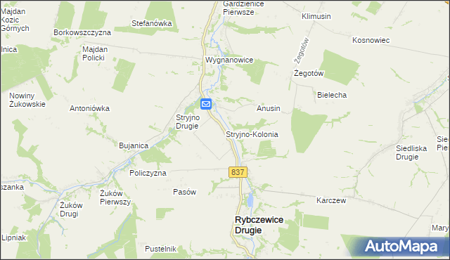 mapa Stryjno-Kolonia, Stryjno-Kolonia na mapie Targeo