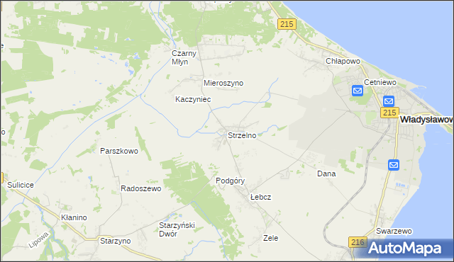 mapa Strzelno gmina Puck, Strzelno gmina Puck na mapie Targeo