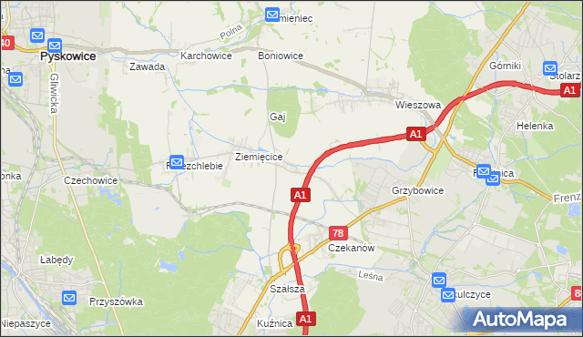 mapa Świętoszowice, Świętoszowice na mapie Targeo