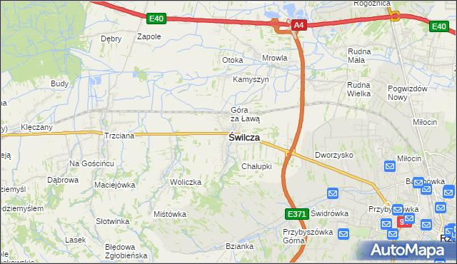 mapa Świlcza, Świlcza na mapie Targeo