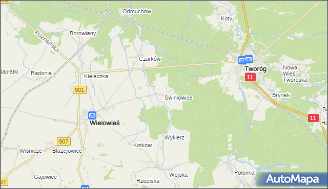 mapa Świniowice, Świniowice na mapie Targeo