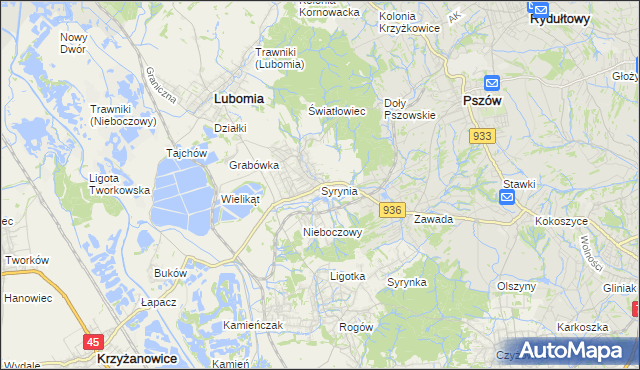 mapa Syrynia, Syrynia na mapie Targeo