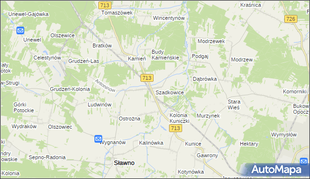 mapa Szadkowice gmina Sławno, Szadkowice gmina Sławno na mapie Targeo