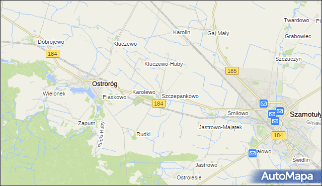 mapa Szczepankowo gmina Ostroróg, Szczepankowo gmina Ostroróg na mapie Targeo