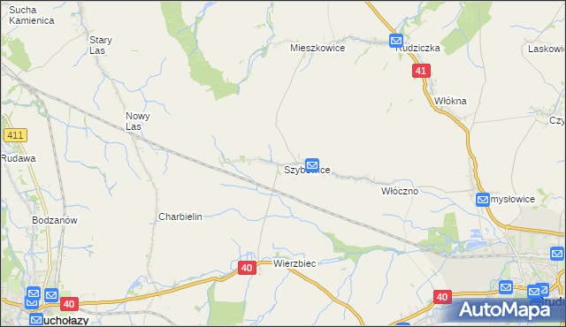mapa Szybowice, Szybowice na mapie Targeo