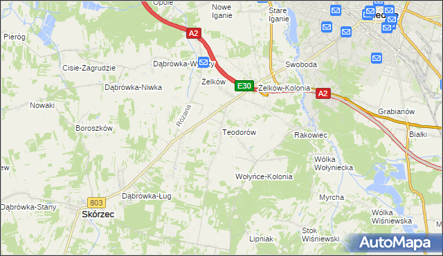 mapa Teodorów gmina Skórzec, Teodorów gmina Skórzec na mapie Targeo