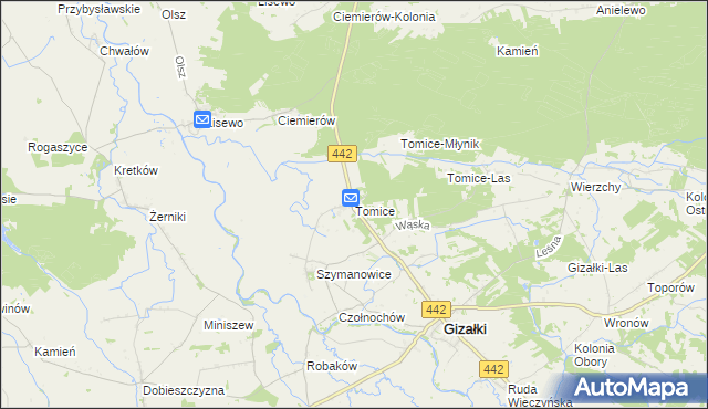 mapa Tomice gmina Gizałki, Tomice gmina Gizałki na mapie Targeo