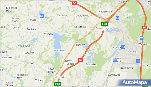 mapa Tuchom, Tuchom na mapie Targeo