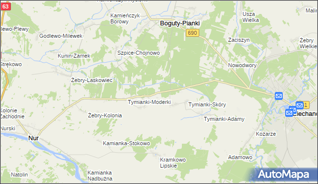 mapa Tymianki-Szklarze, Tymianki-Szklarze na mapie Targeo