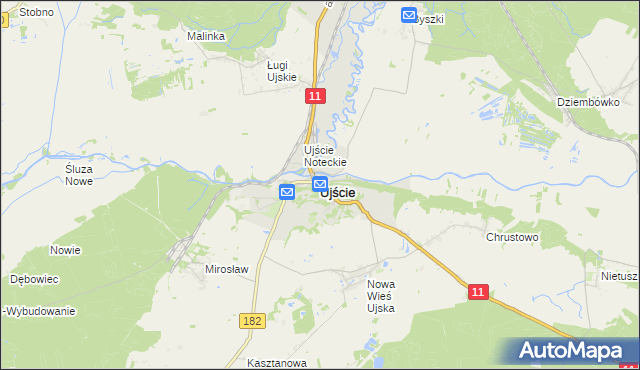 mapa Ujście powiat pilski, Ujście powiat pilski na mapie Targeo