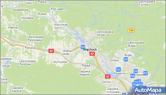 mapa Wąchock, Wąchock na mapie Targeo