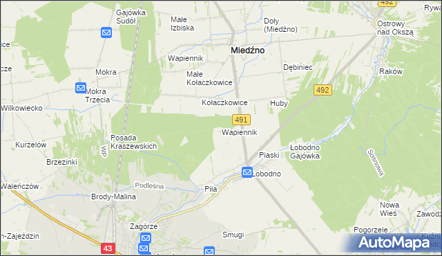 mapa Wapiennik gmina Kłobuck, Wapiennik gmina Kłobuck na mapie Targeo