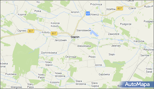 mapa Wesołówka gmina Stanin, Wesołówka gmina Stanin na mapie Targeo