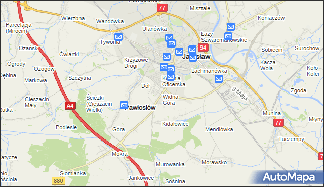 mapa Widna Góra, Widna Góra na mapie Targeo