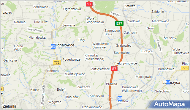 mapa Więcławice Stare, Więcławice Stare na mapie Targeo